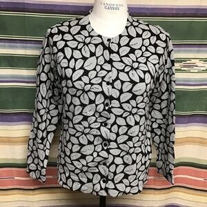 EUC Charter club leaf print sweater with rhinestone details sz L